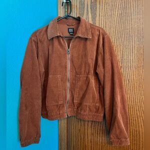 BDG Urban Outfitters Boxy Rust-Orange Corduroy Zip Jacket, Medium